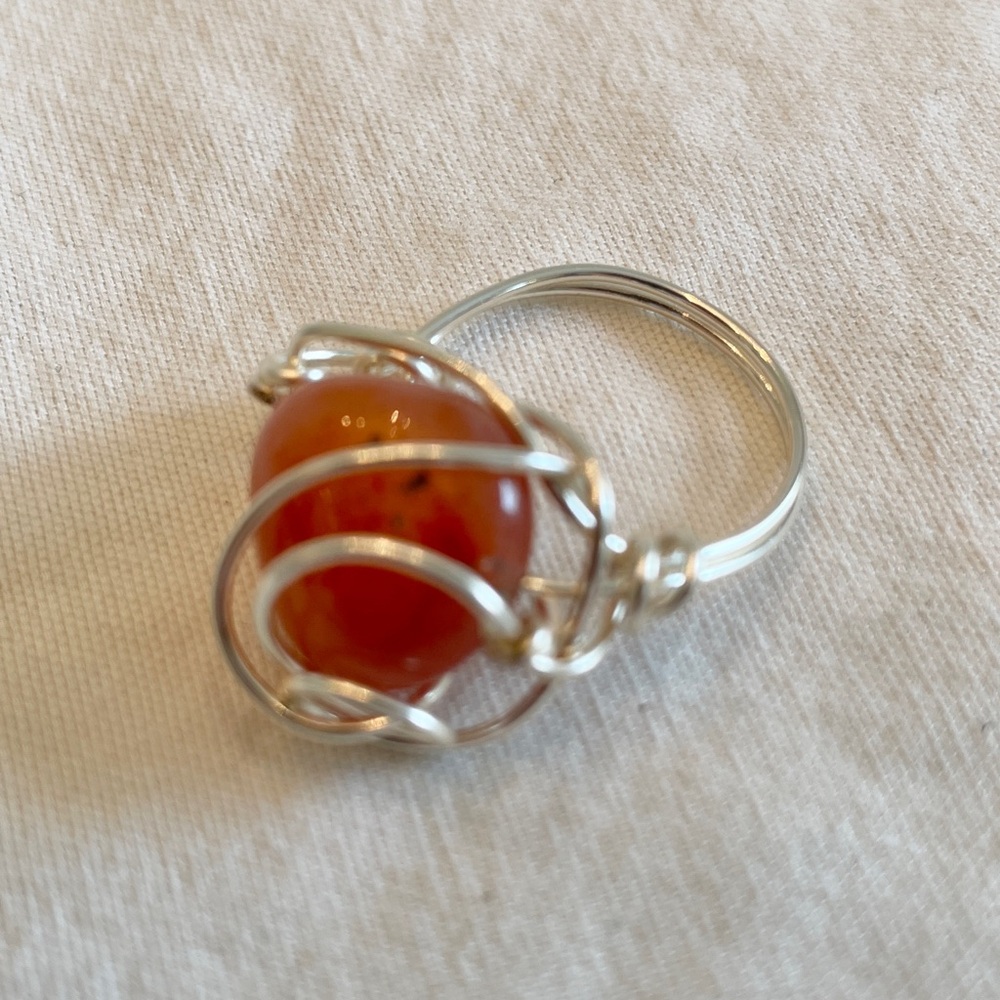 ** 3 For 20$ -- Silver and Orange Stone Ring